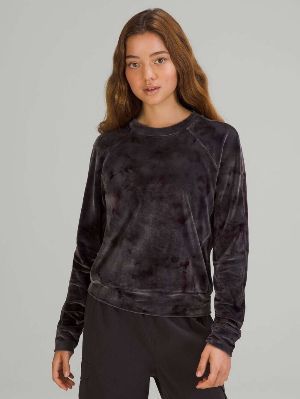LULULEMON Women's Warm Down Crew Velour Sweatshirt Size 8 Dark Grey Multi